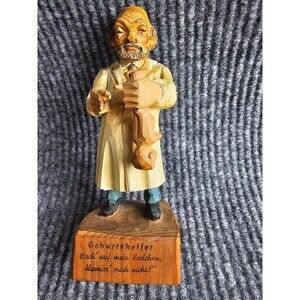 Vintage Wood Hand Carved Doctor Spanking New Born Baby Figurine Anri Style